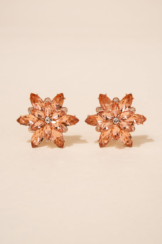 Ivy Flower Burst Clip-on Earrings | Peach
