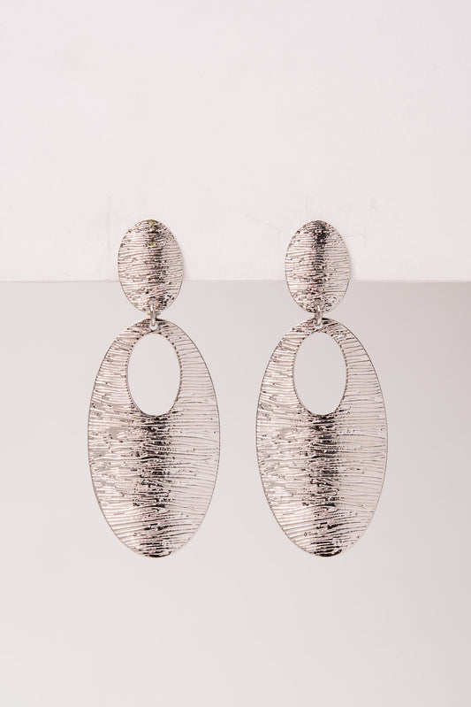 Liv Brushed Metal Oval Clip-On Earrings