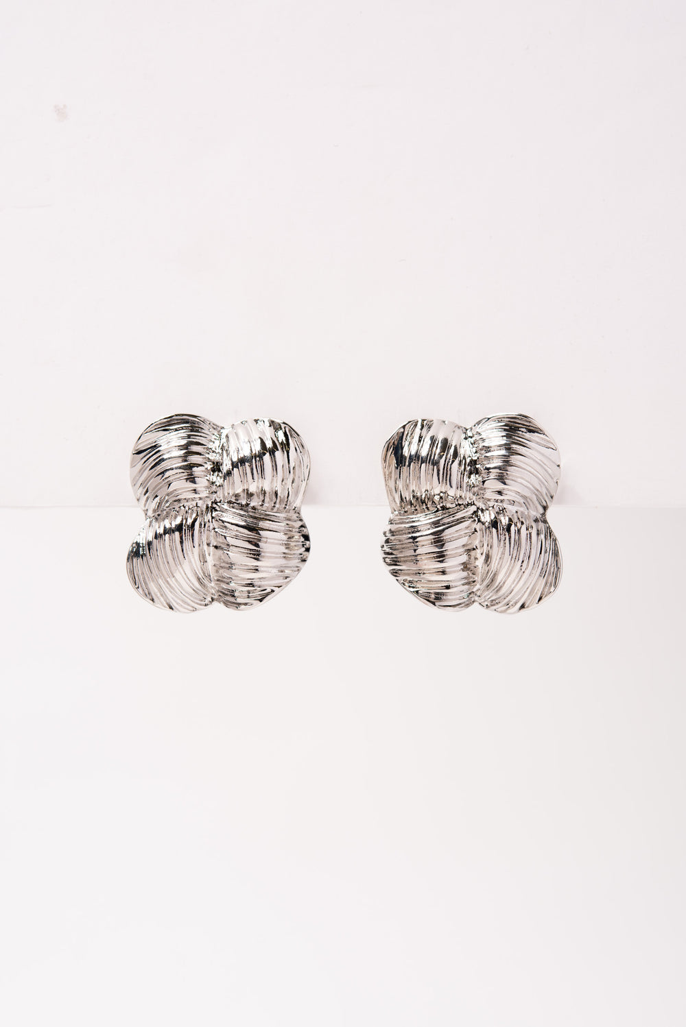 Charlotte Knot Clip-on Earrings | Silver
