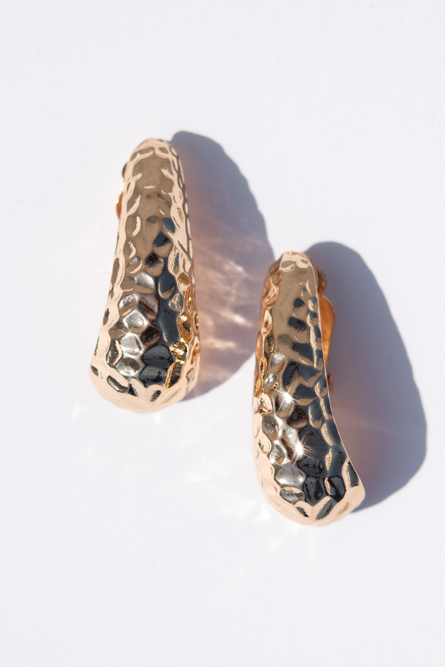 Anastasia Hammered Metal Nugget Clip On Earrings