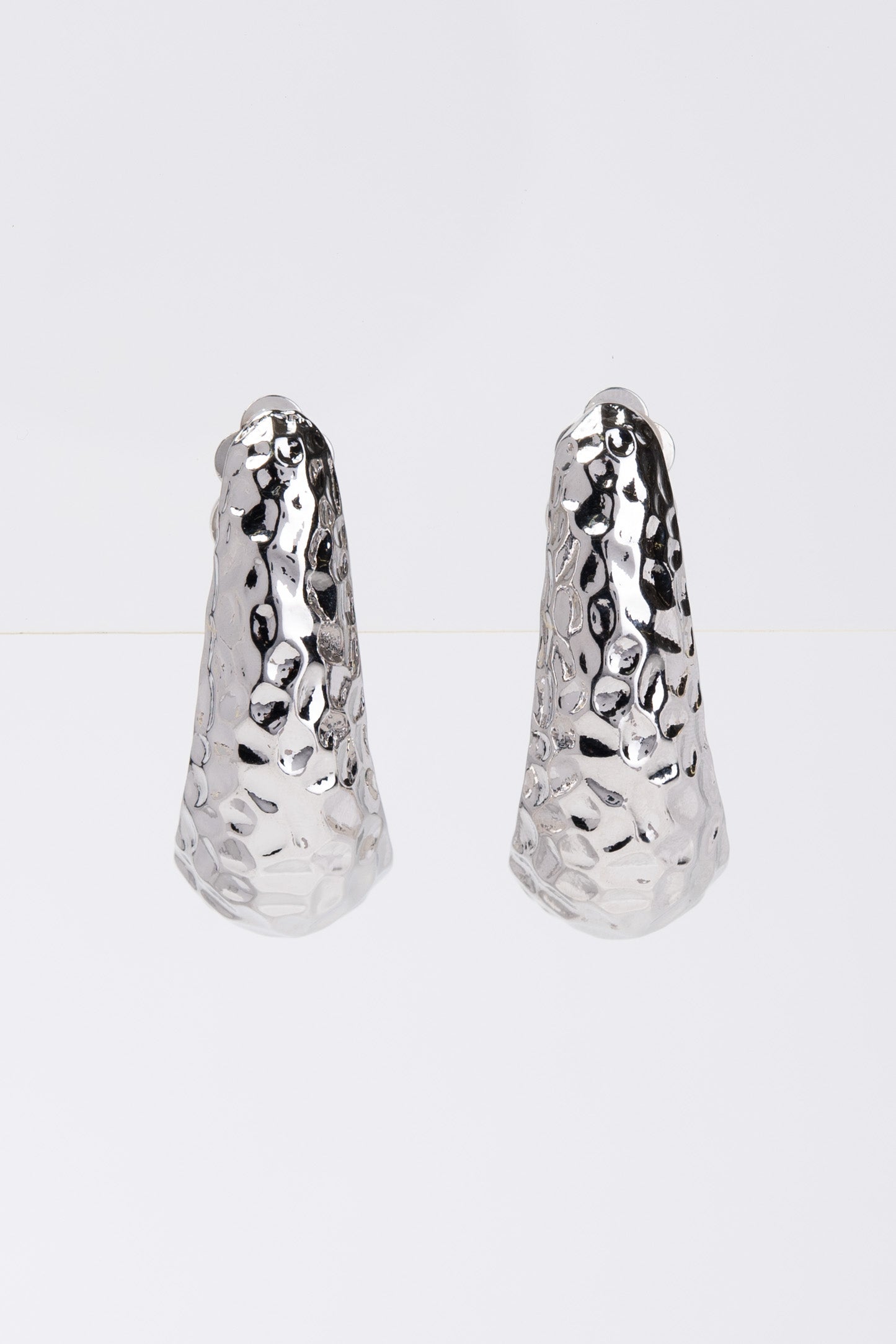 Anastasia Hammered Metal Nugget Clip On Earrings