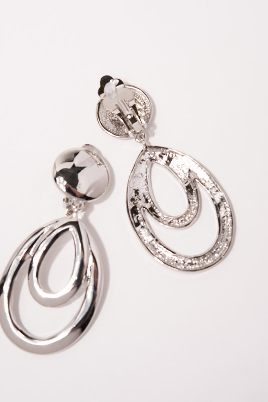Ellie Tear Drop Clip-On Earrings | Silver
