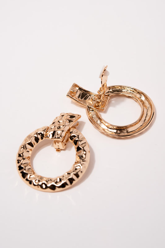 Madison Boho Door Knocker Clip-On Earrings | Gold