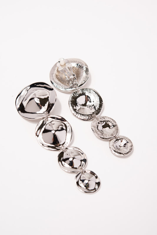 Willow Bohemian Disk Clip-On Earrings | Silver