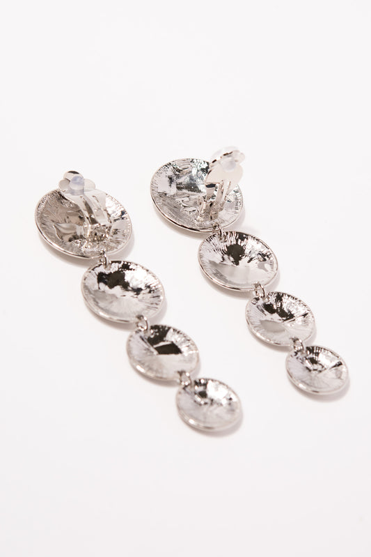 Ivy Multi Disc Clip-On Earrings | Silver