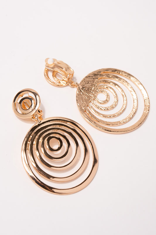Adalyn Swirls Metal Clip-On Earrings | Gold