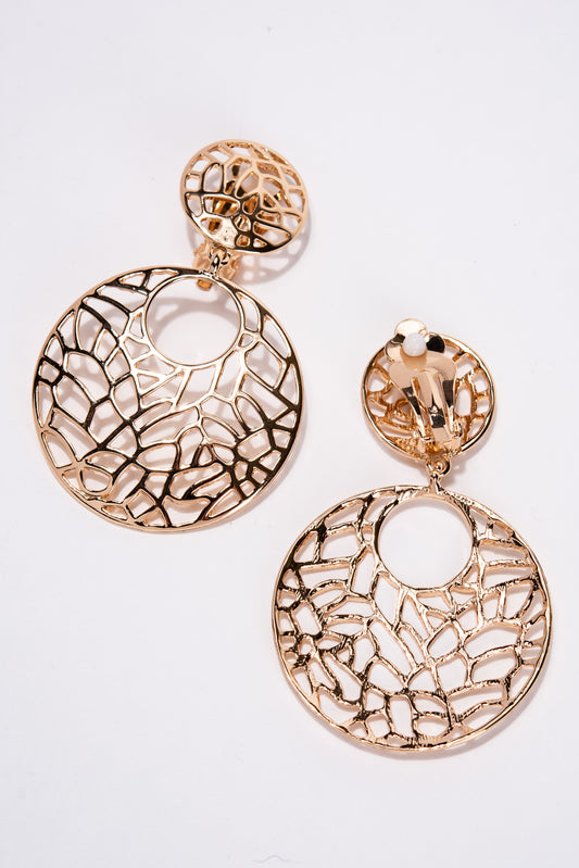 Ally 2-Tier Cutout Clip On Earring | Gold