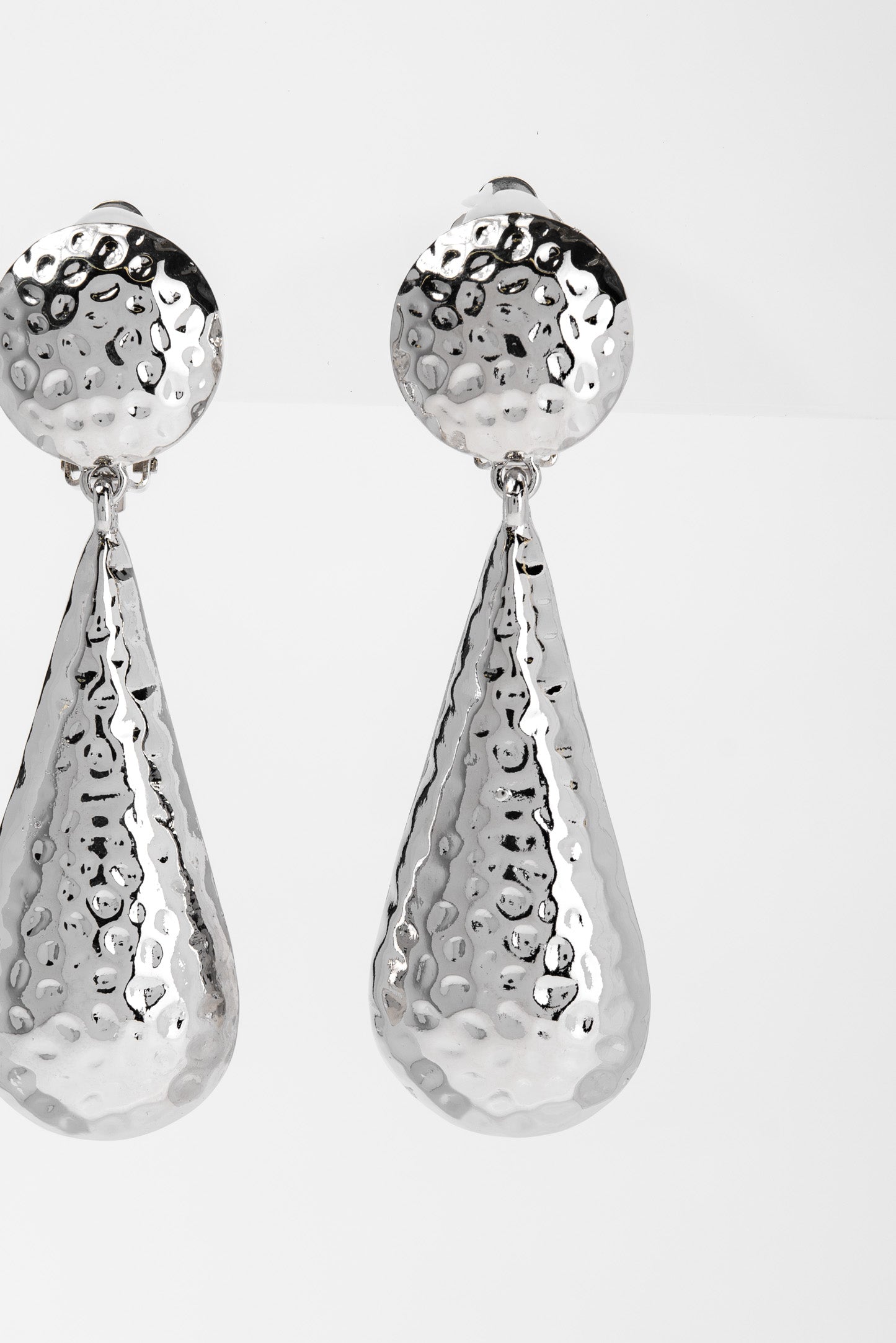 Giovanna Etched Drop Metal Clip-On Earrings