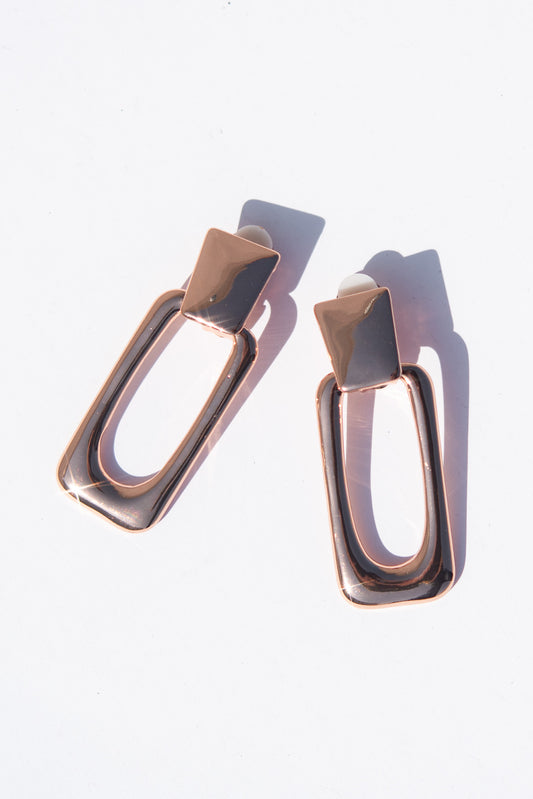 Carolina Metal Rectangle Clip On Earrings