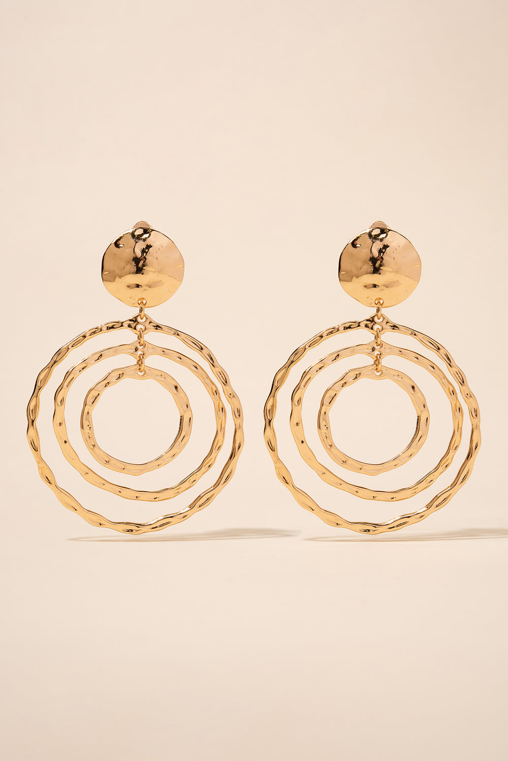 Lexie Hammered Cut-Out Round Clip-on Earrings