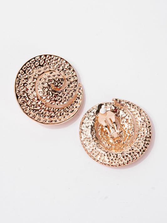 Ava Swirl Clip-On Textured Earrings | Gold