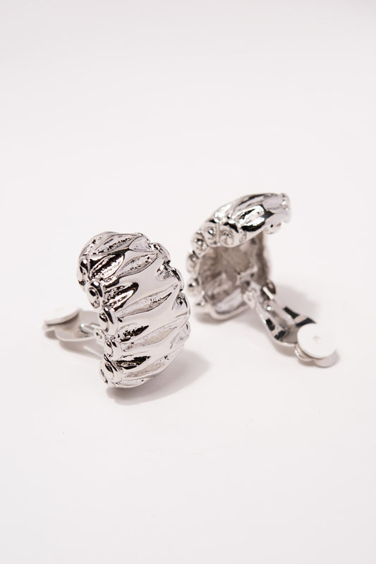 Khloe Crescent Metal Clip-On Earrings | Silver