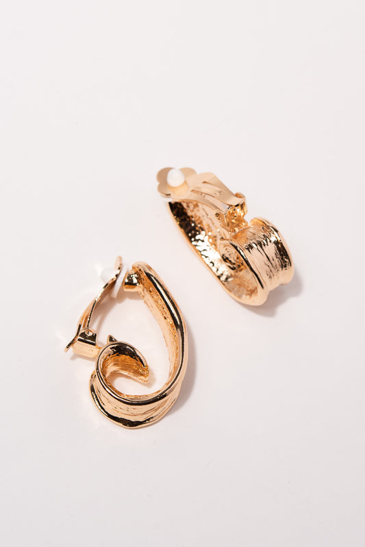 Callie Textured Metal Clip-On Earrings | Gold