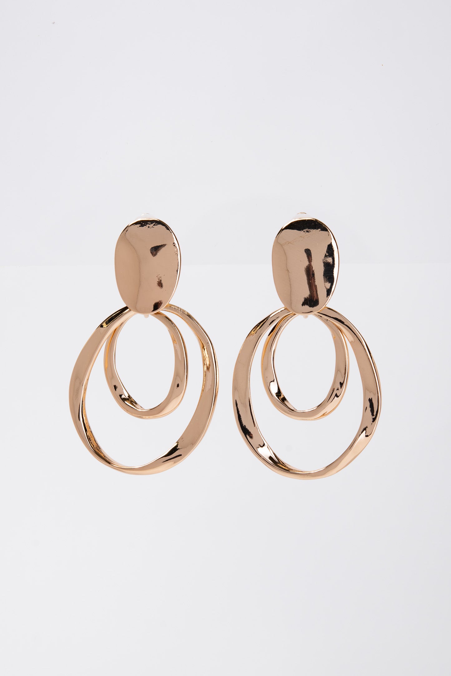 Fiona Metal Double Hoop Clip-On Earrings