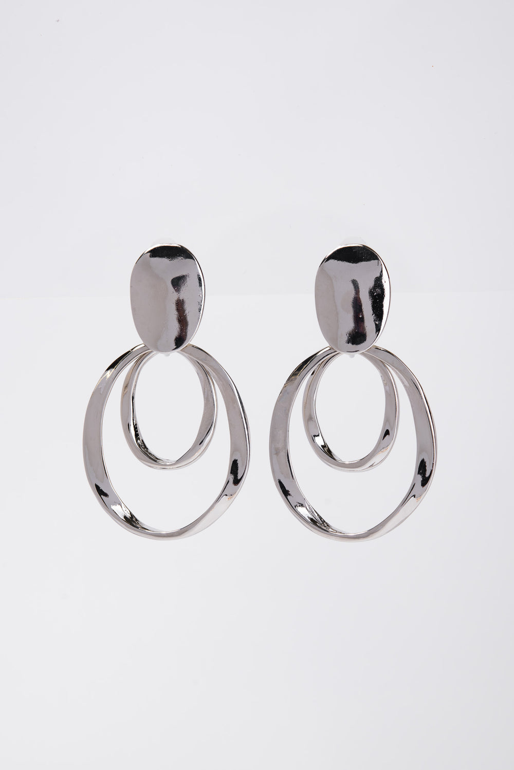 Fiona Metal Double Hoop Clip-On Earrings