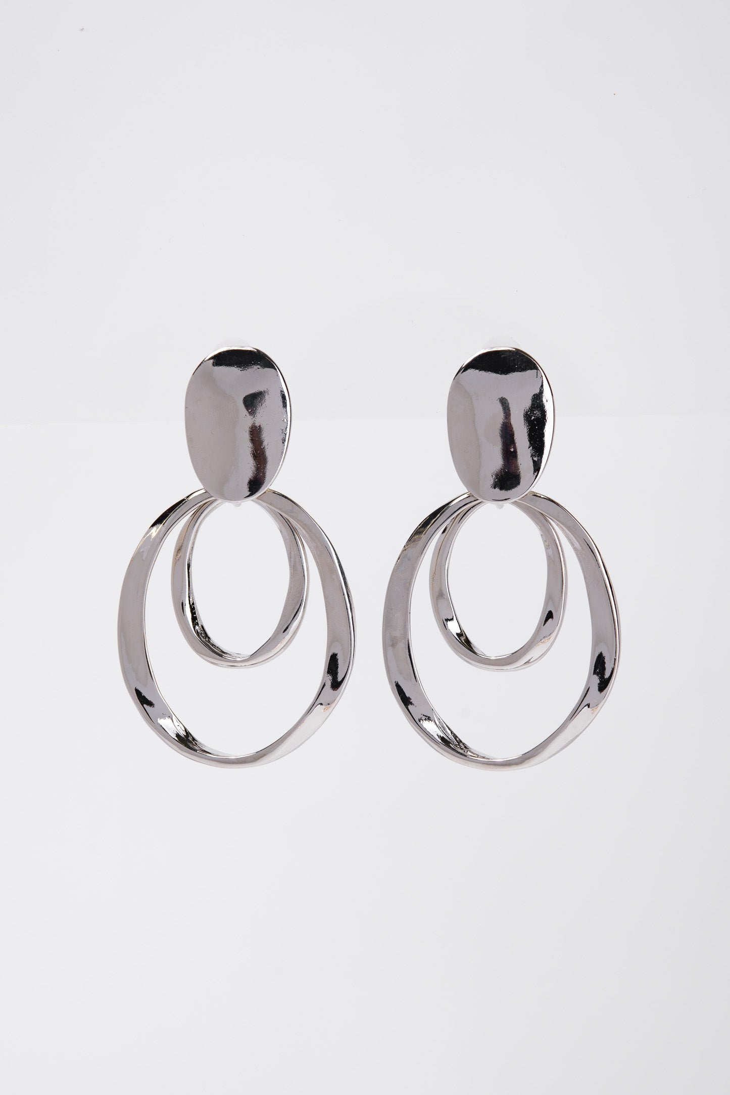 Fiona Metal Double Hoop Clip-On Earrings