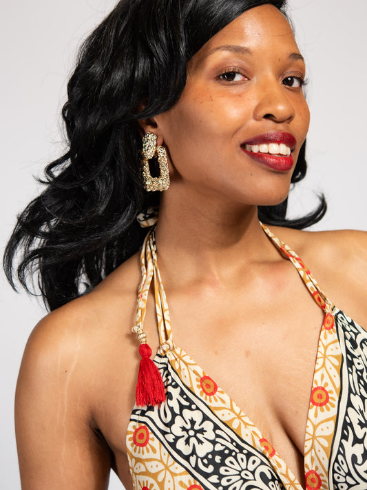 Isabella Metal Clip-On Dangle Earrings | Gold