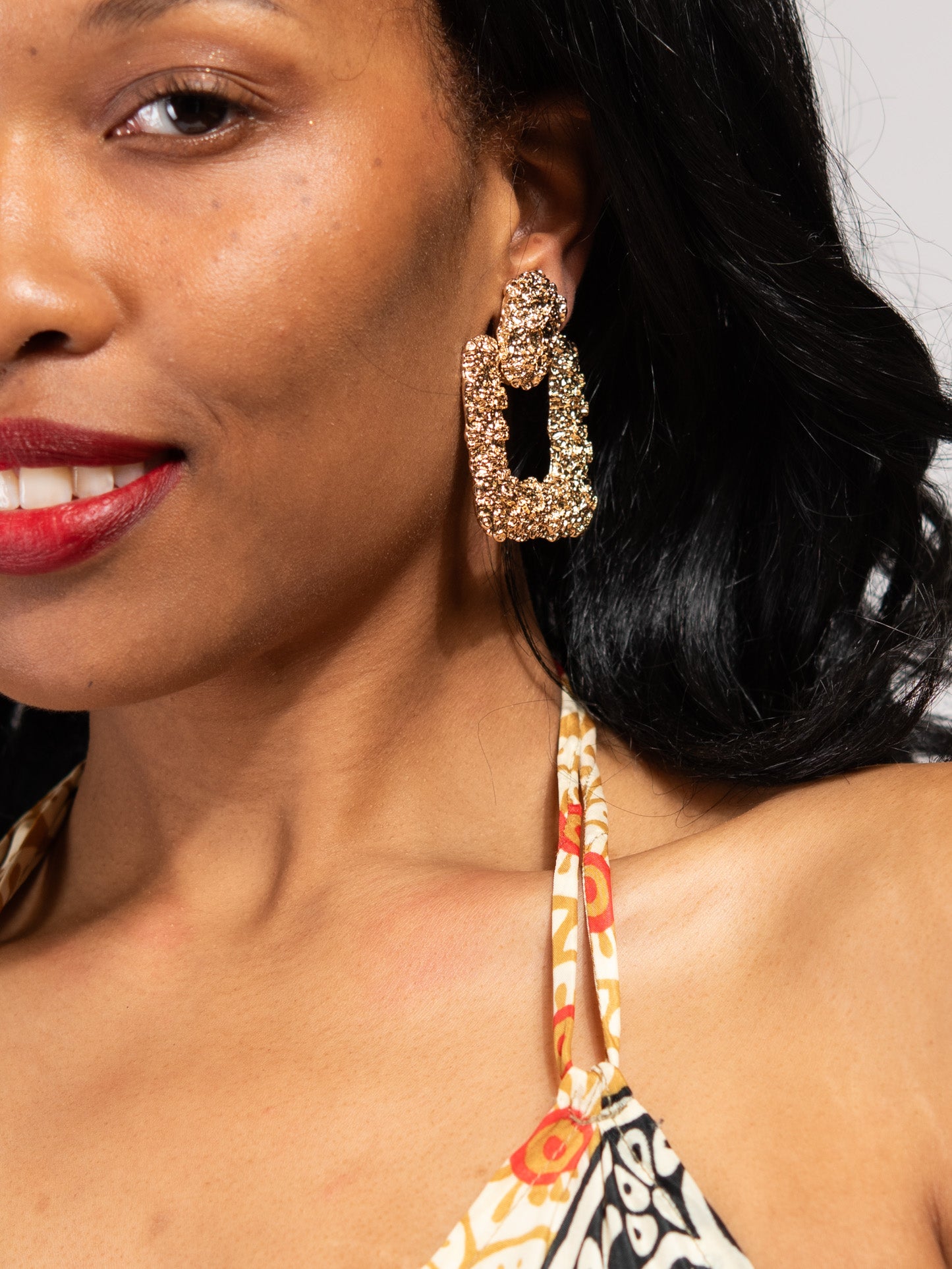 Isabella Metal Clip-On Dangle Earrings