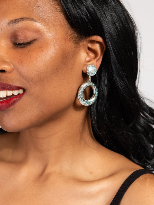 Juliette Metal Clip-On Dangle Earrings | Silver