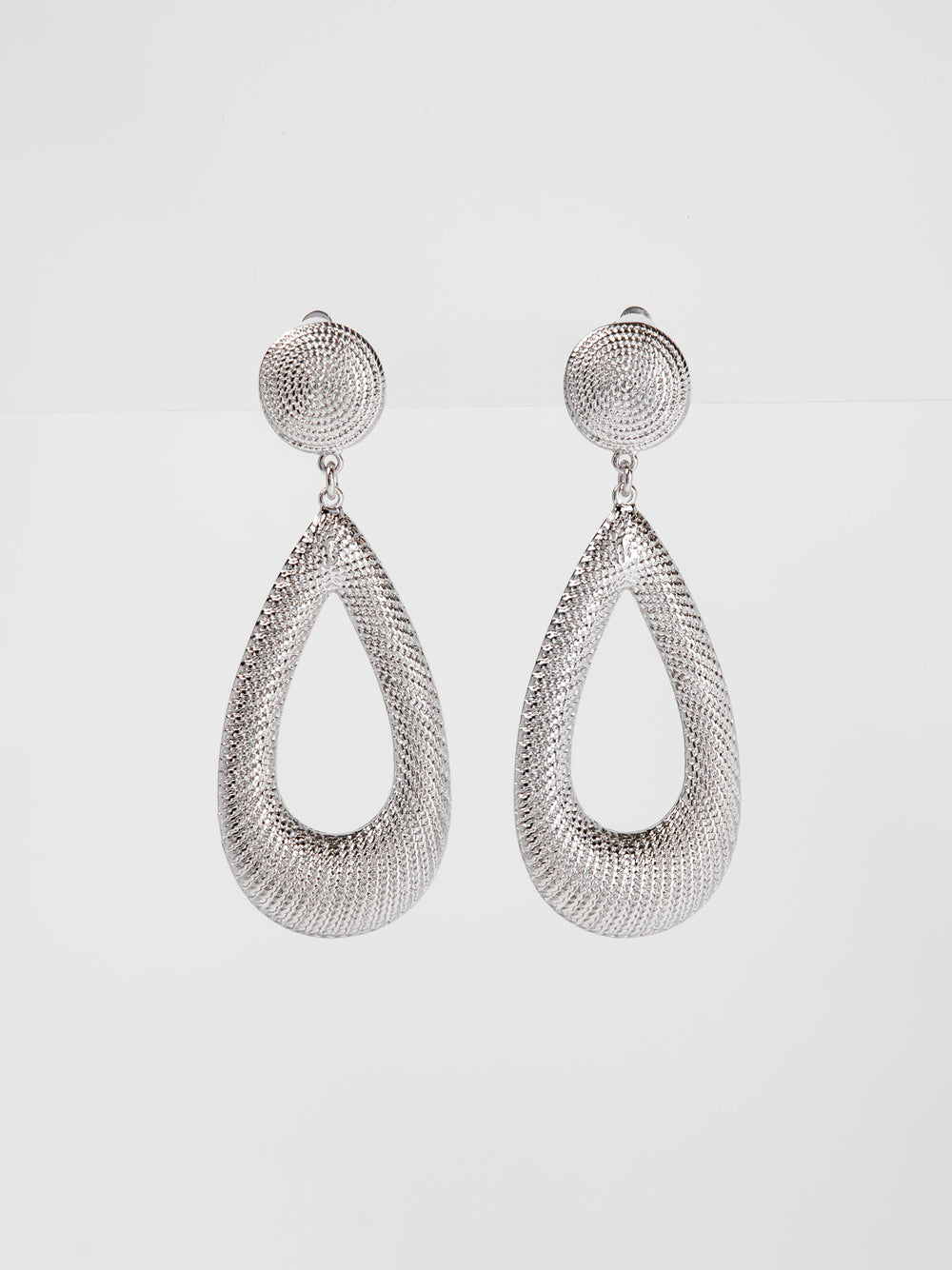 Emerson Teardrop Metal Clip-On Earrings | Silver