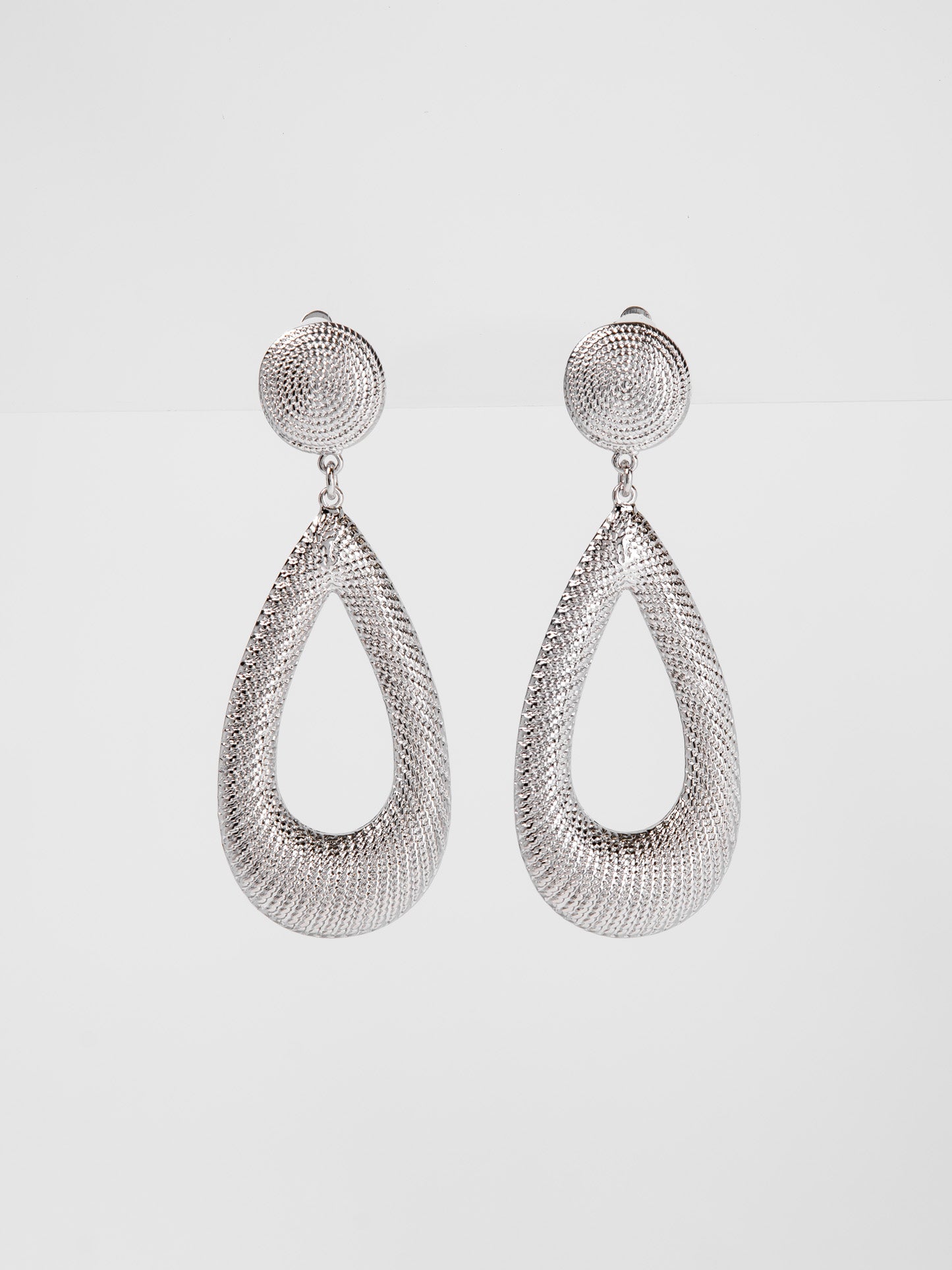 Emerson Teardrop Metal Clip-On Earrings | Silver