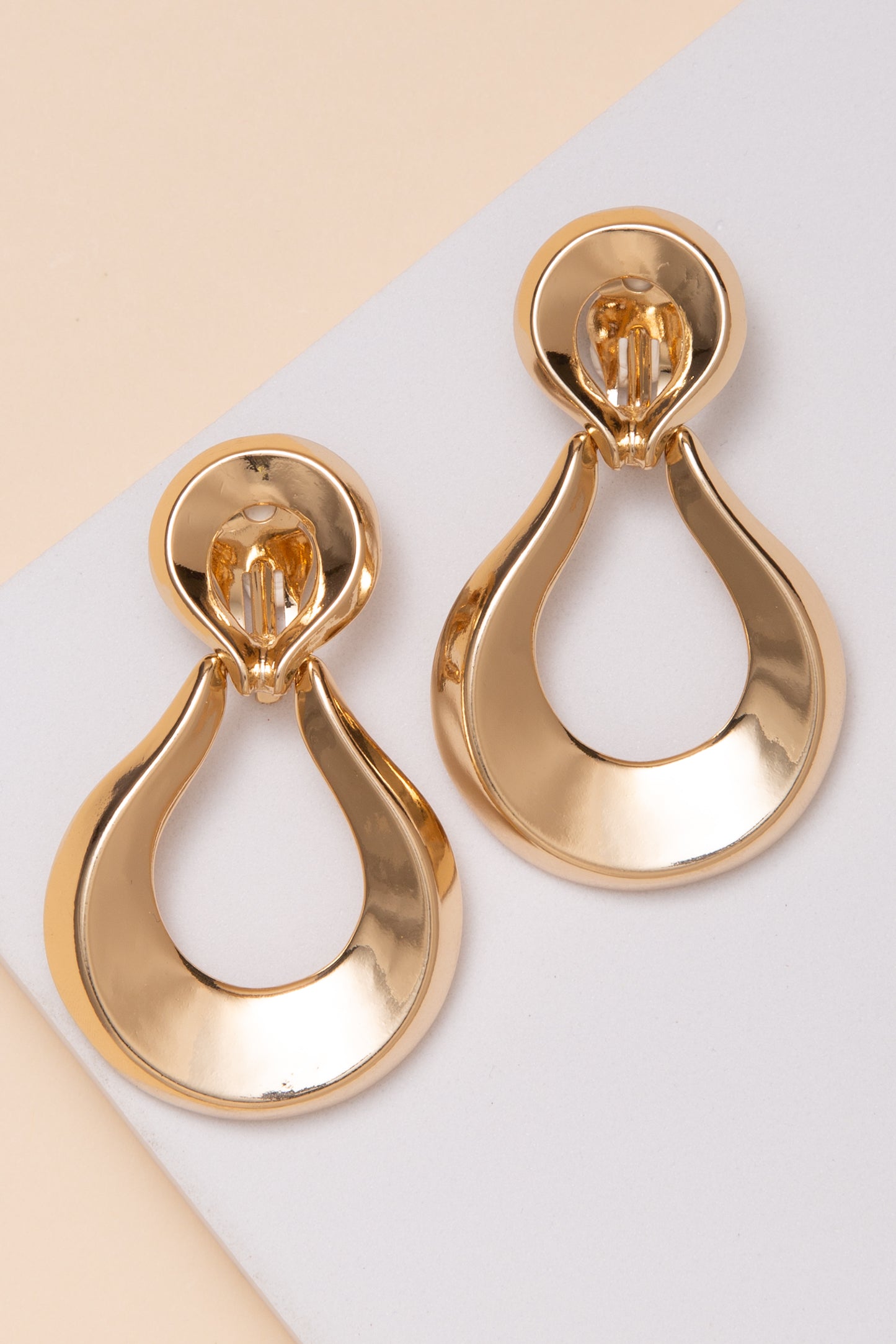 Nicole Polished Open Teardrop Clip-On Earrings | Gold