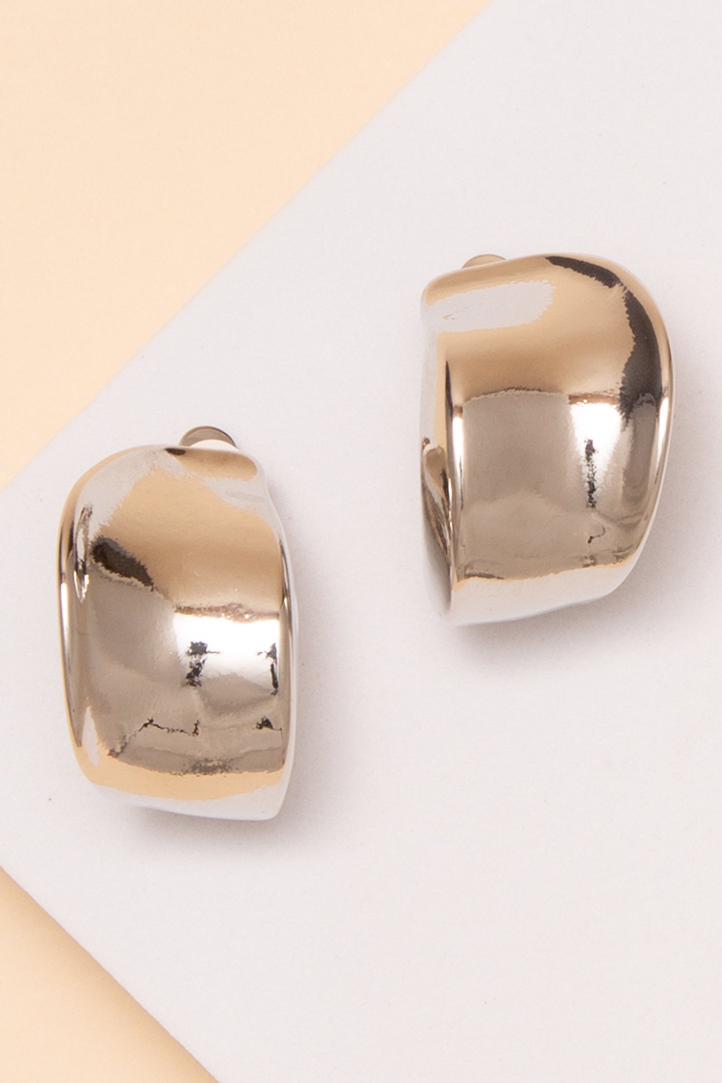 Angelina Huggie Metal Clip Earrings | Silver