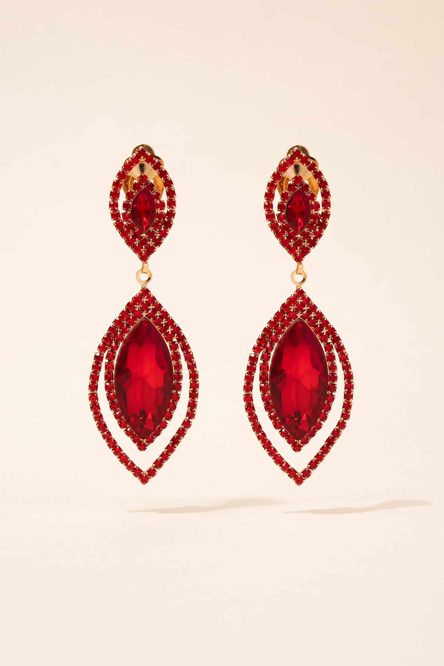 Zara Double Halo Teardrop Clip-on Earrings