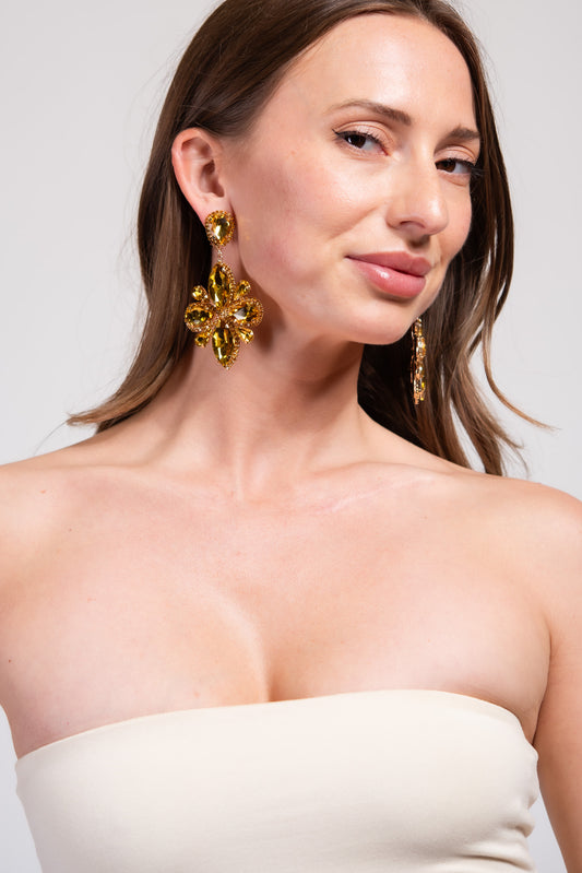 Avery Semi Stone Clip-On Earrings | Yellow