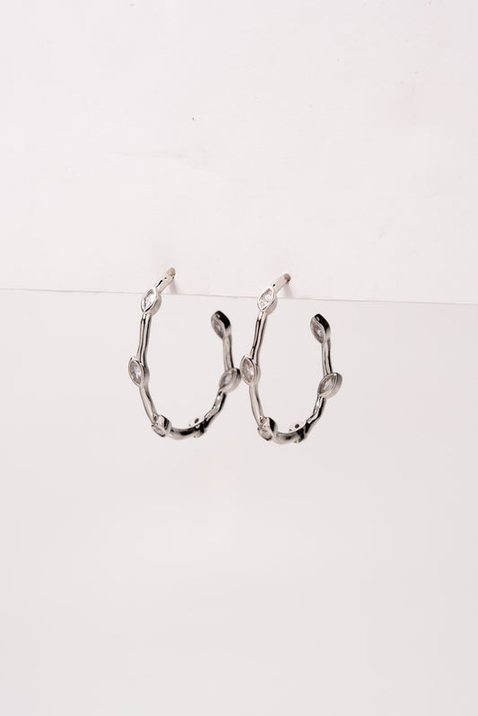 Alexandra 31MM Plated CZ Vine Half Hoops