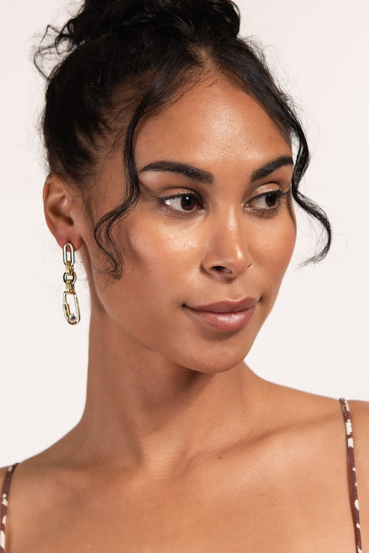 Elsie Rhinestone Link Earrings | Gold