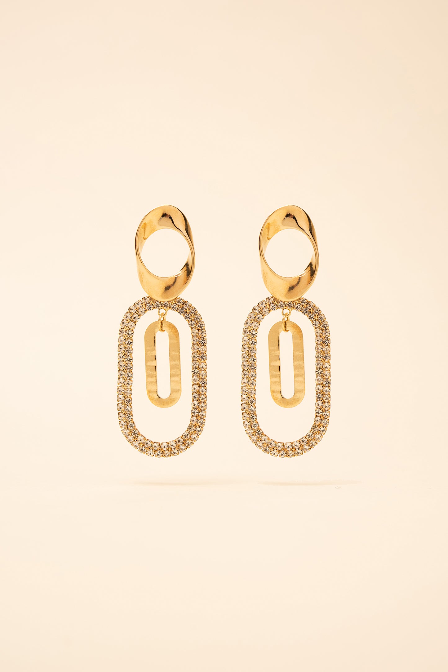 Bethany Rhinestone Double Paperclip Earrings