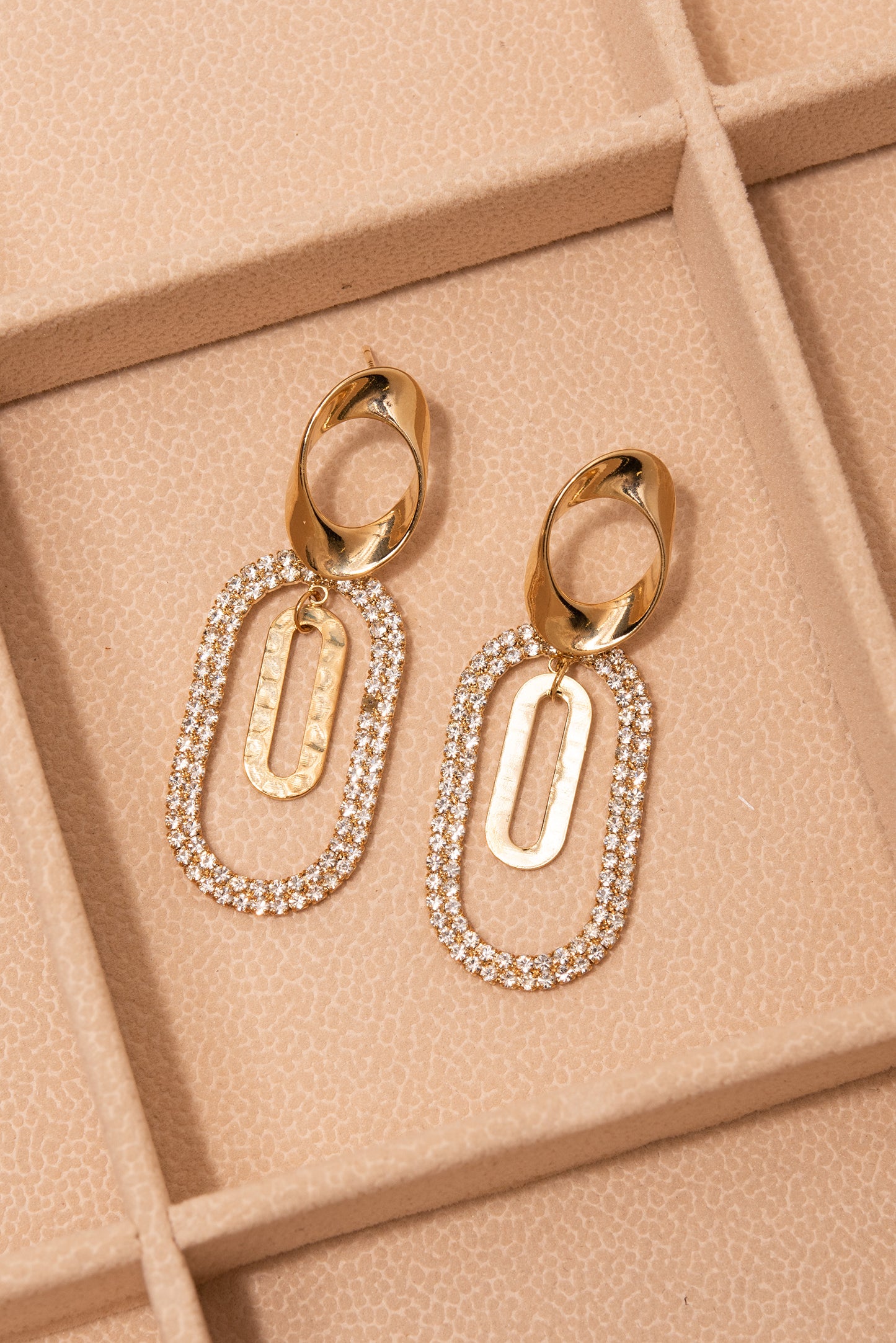Bethany Rhinestone Double Paperclip Earrings