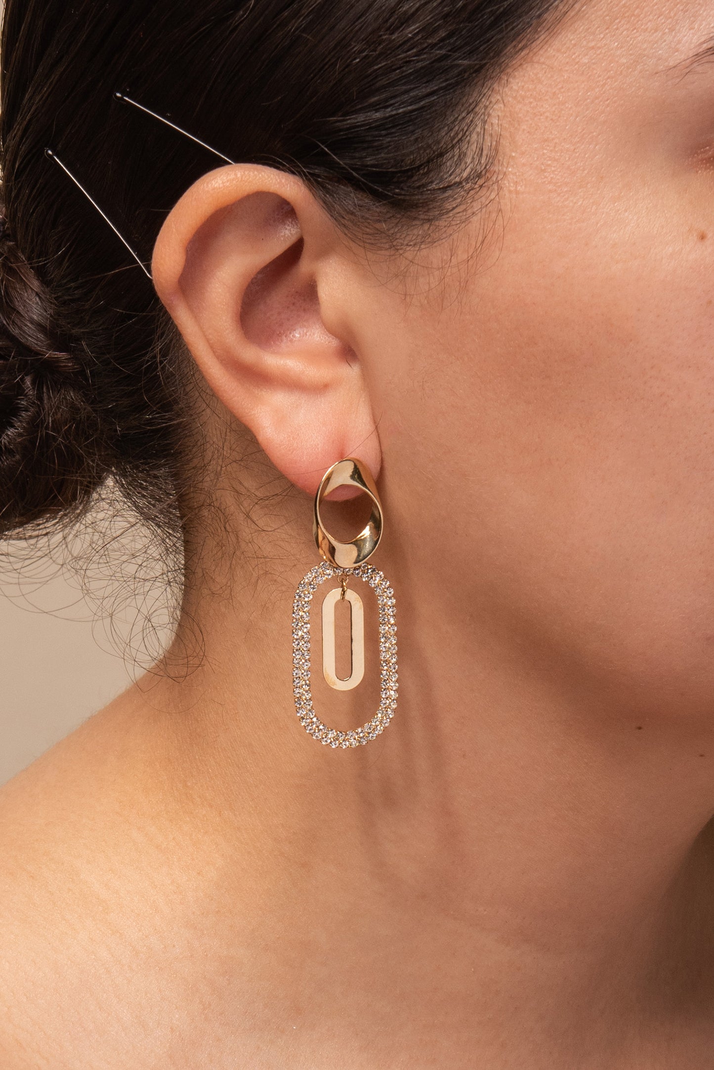 Bethany Rhinestone Double Paperclip Earrings