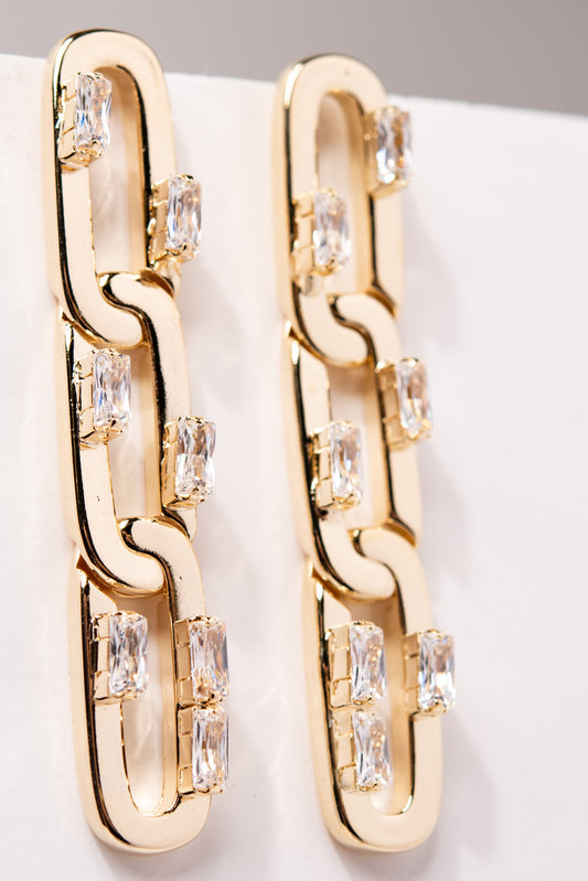 Zuri Plated CZ Chain Link Earrings | Gold