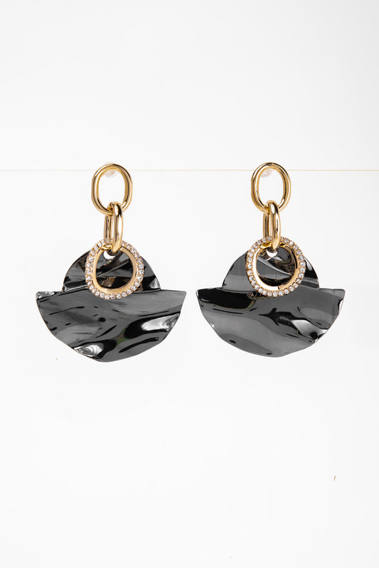 Melina White Gold Dipped CZ Earrings | Black