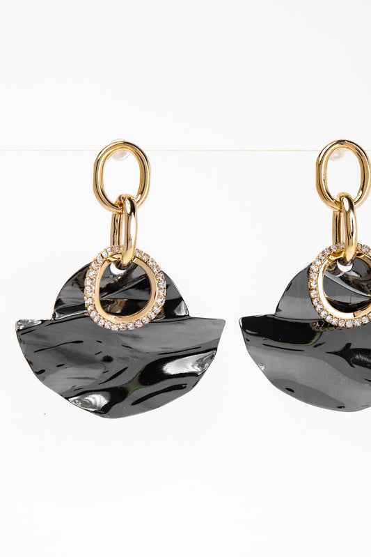 Melina White Gold Dipped CZ Earrings | Black