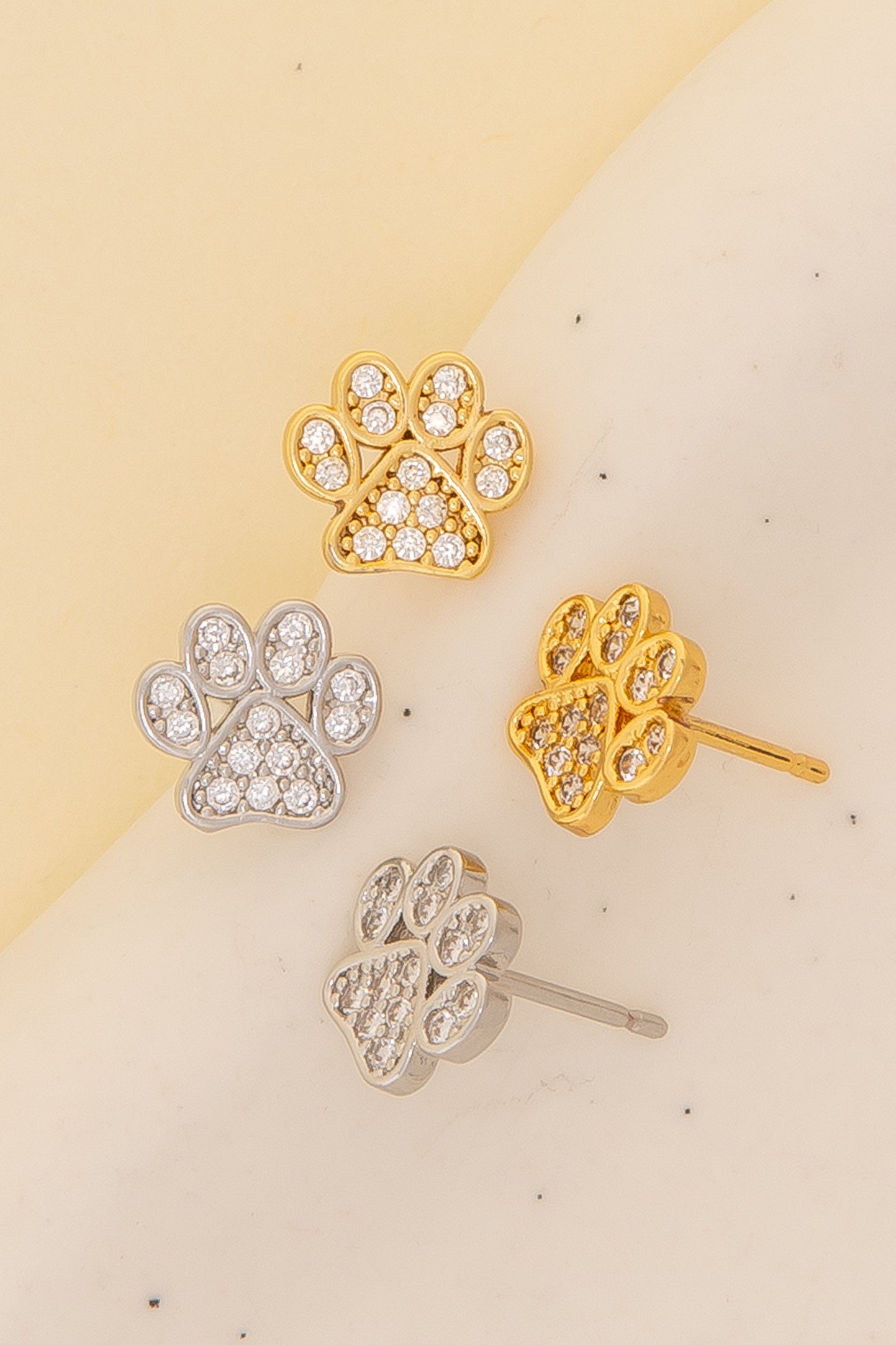 Morgan Game Day Cubic Zirconia Pave Paw Stud Earrings