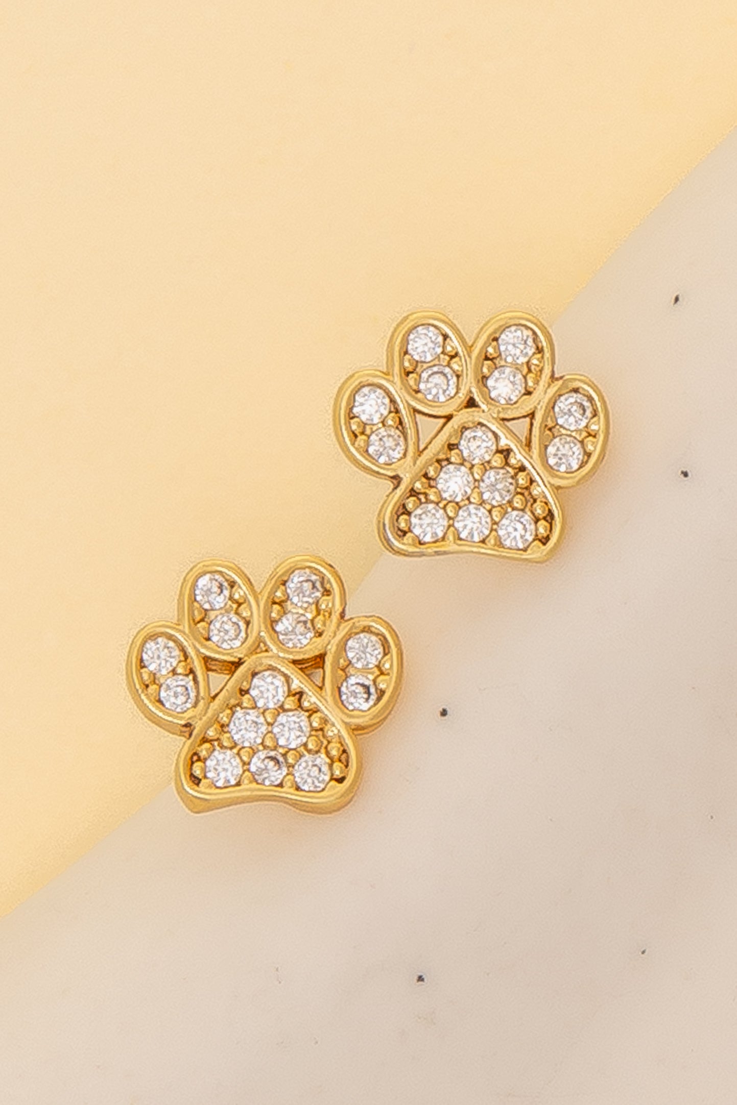 Morgan Game Day Cubic Zirconia Pave Paw Stud Earrings | Gold