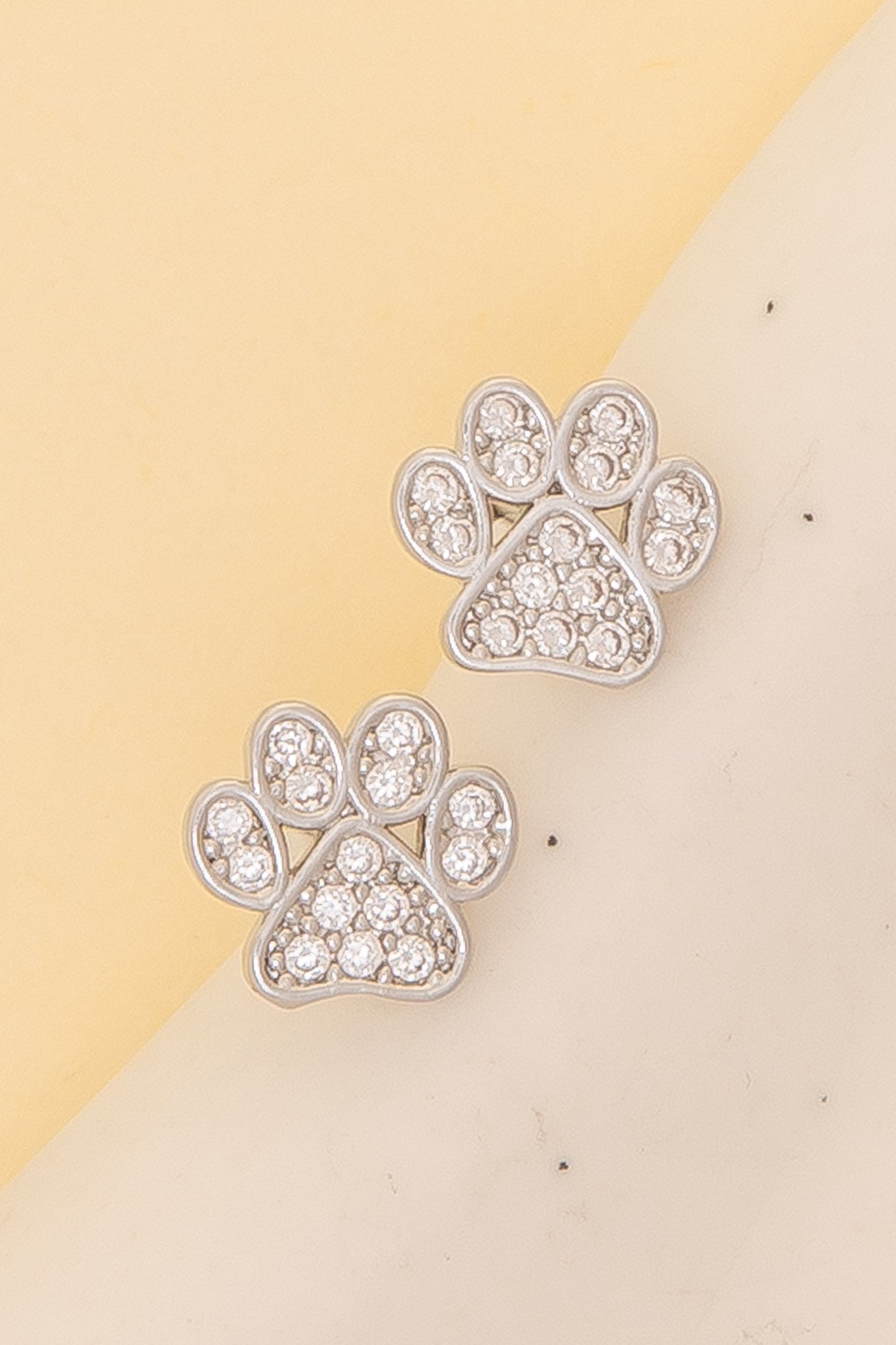 Morgan Game Day Cubic Zirconia Pave Paw Stud Earrings | Silver