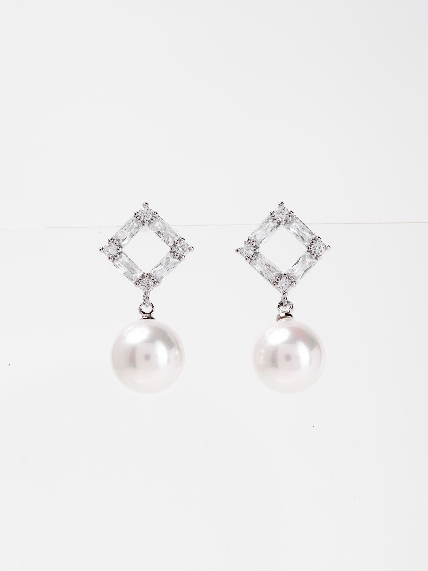 Anya White Gold Plated Pearl Dangle Earrings