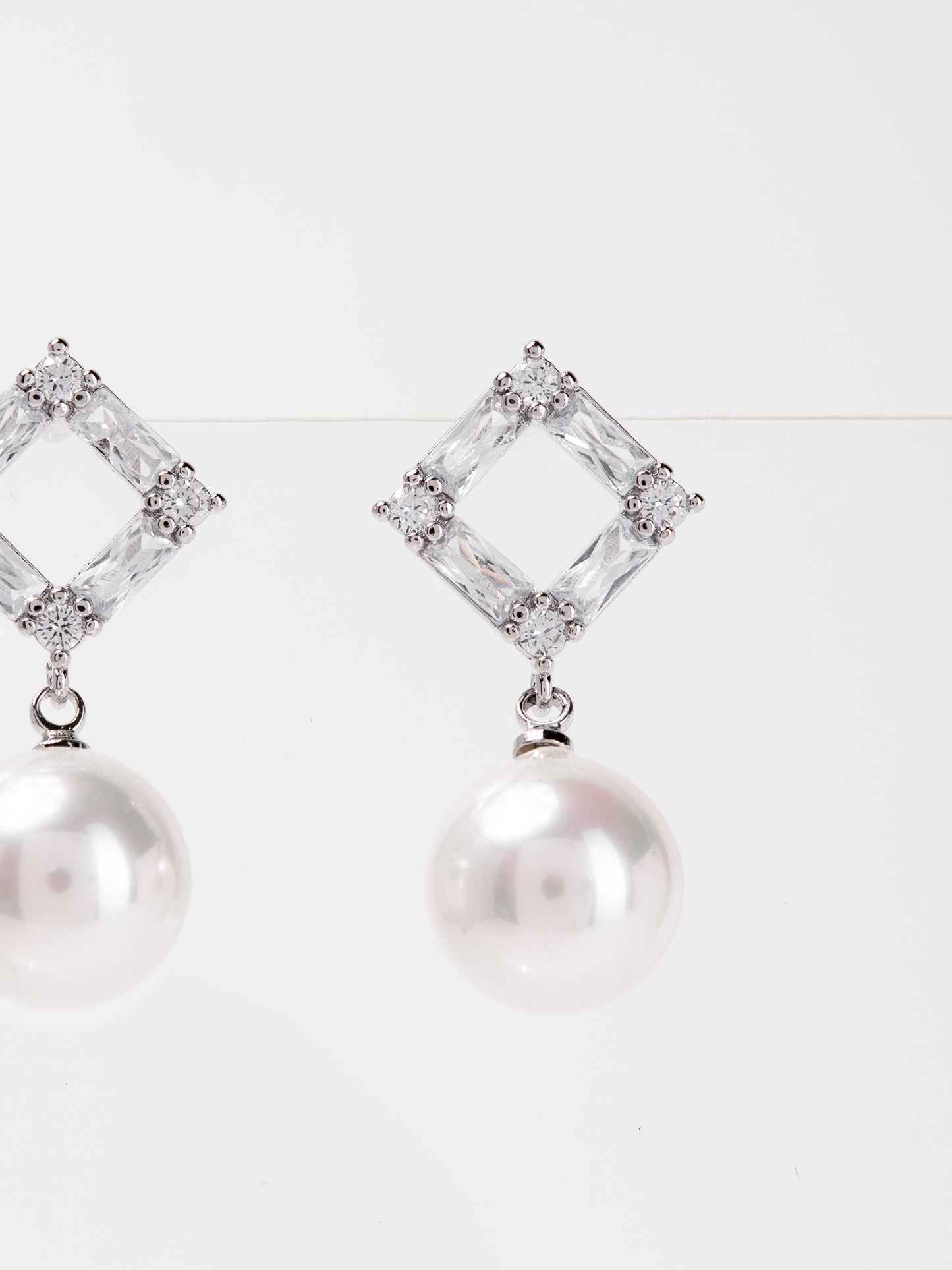 Anya White Gold Plated Pearl Dangle Earrings