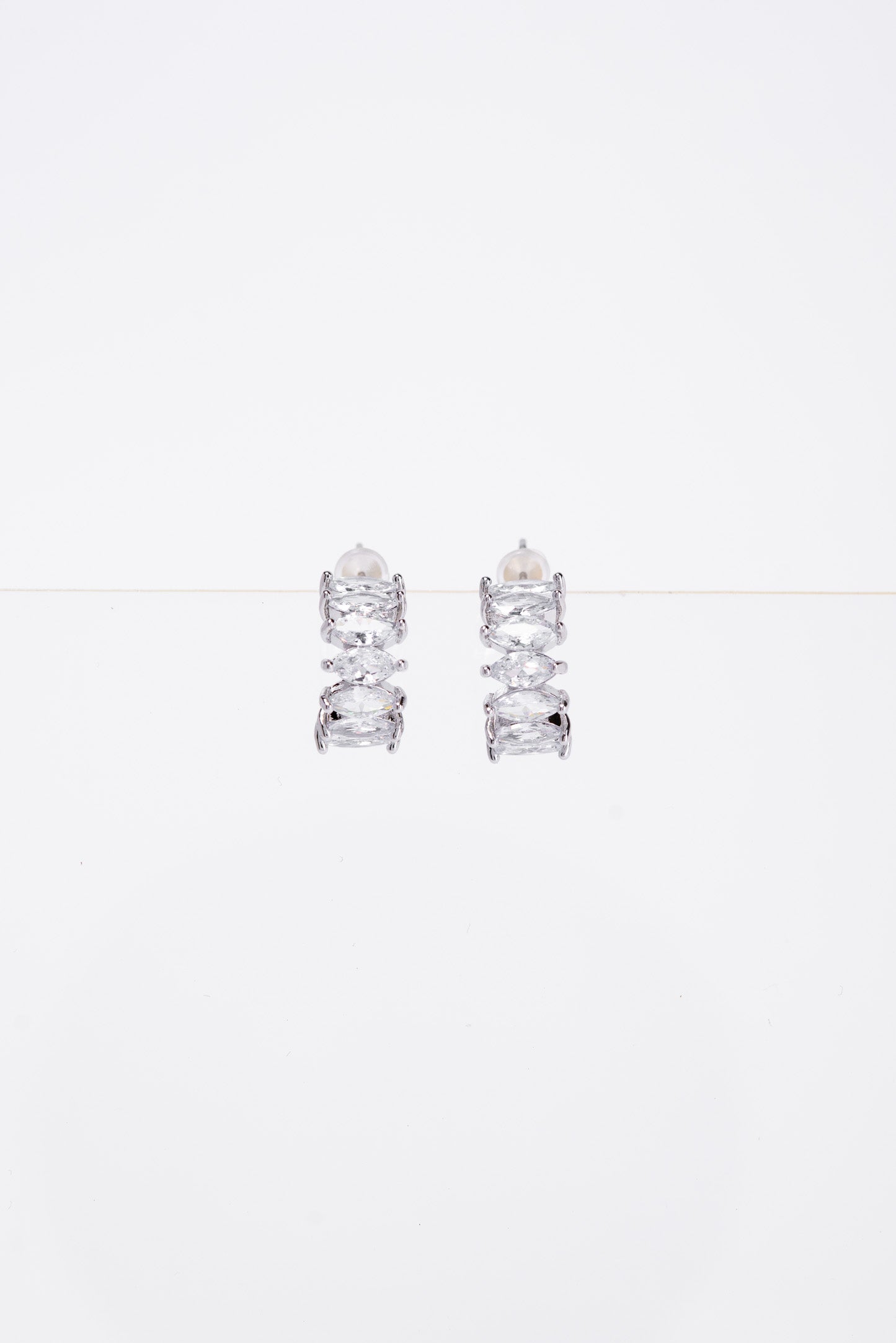 Camila CZ Curb Baguette Post Earrings