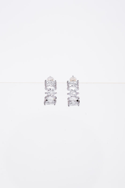 Camila CZ Curb Baguette Post Earrings