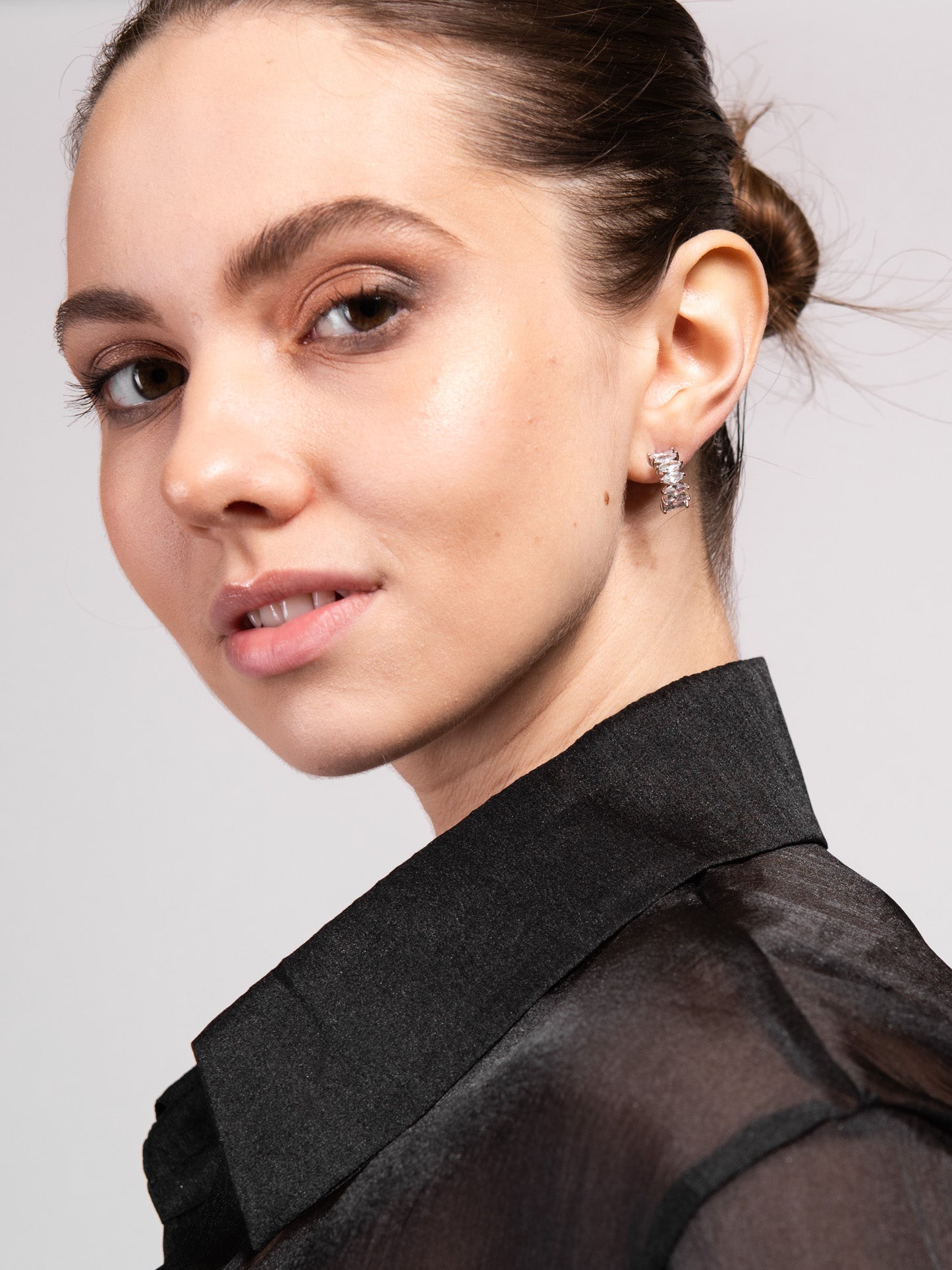 Camila CZ Curb Baguette Post Earrings