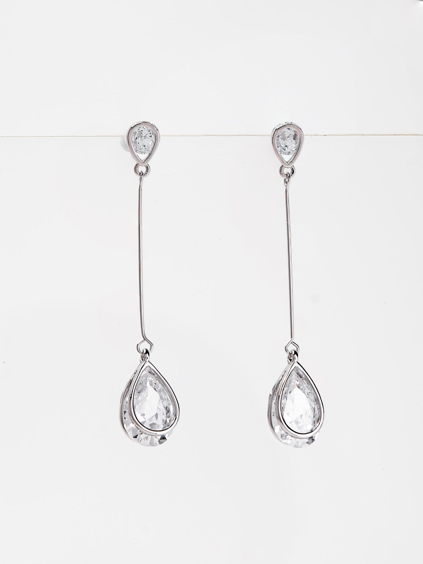 Aurelia White Gold Plated CZ Dangle Earrings