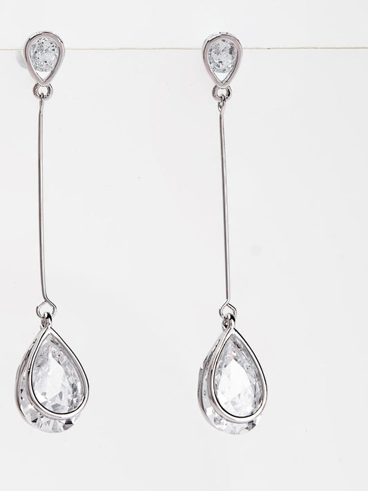 Aurelia White Gold Plated CZ Dangle Earrings