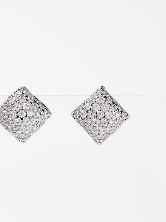 Myra Gold Plated Stud CZ Earrings | Silver