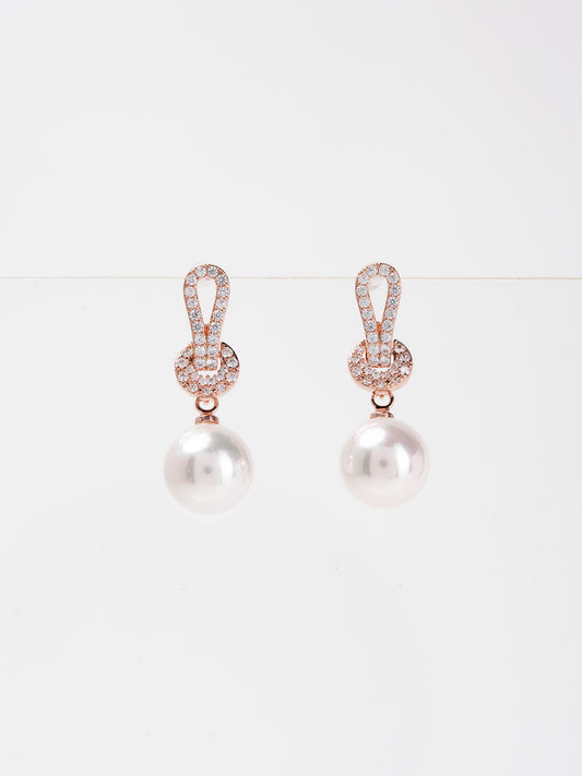 Jemma Knott White Gold plated Pearl Drop Earrings