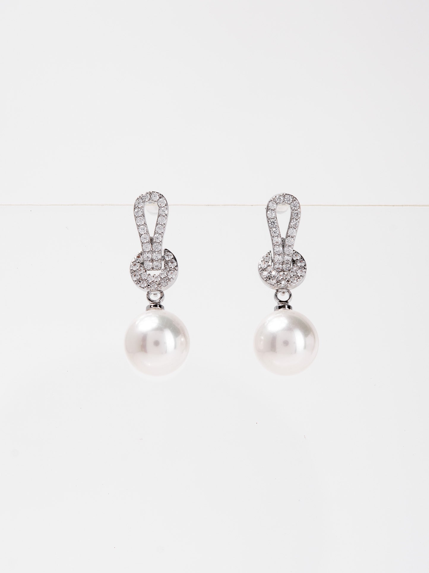 Jemma Knott White Gold plated Pearl Drop Earrings